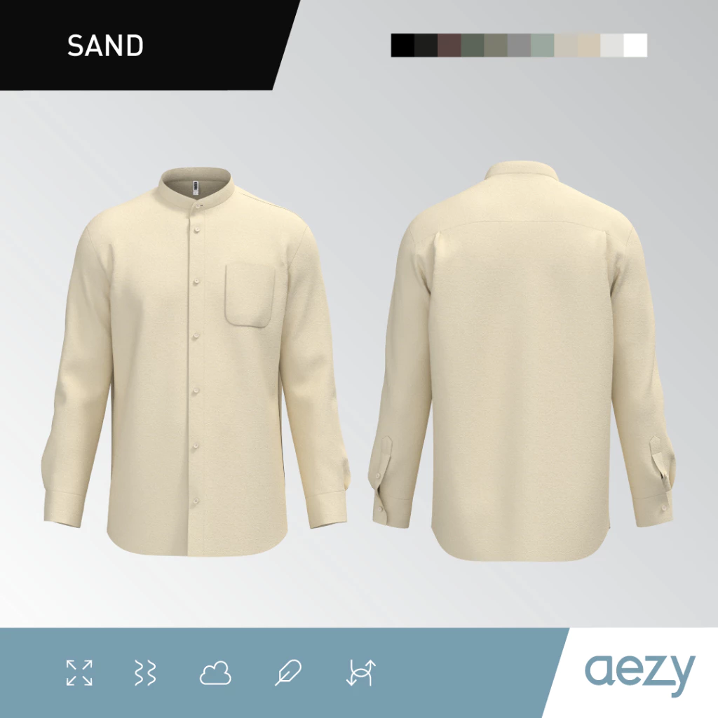 KEMEJA AEZY STAND COLLAR LONG SLEEVE